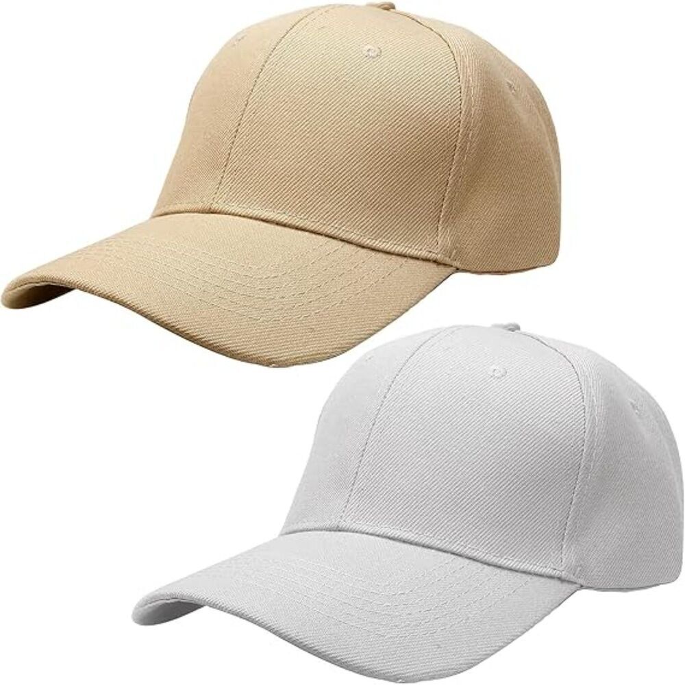 Unisex Khaki Grey Set Of 2 Athletic Adjustable Strap Casual Classic Baseball Cap